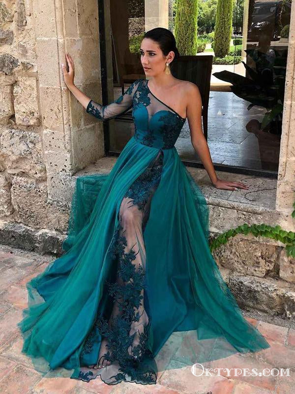 Green prom dress with sleeves-Sex photo